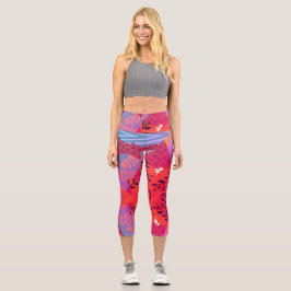 Leggings Capri Collage floral abstrait multicolore
