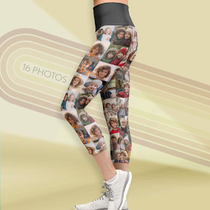 Leggings Capri Collage photo avec jusqu'à 16 photos - noir