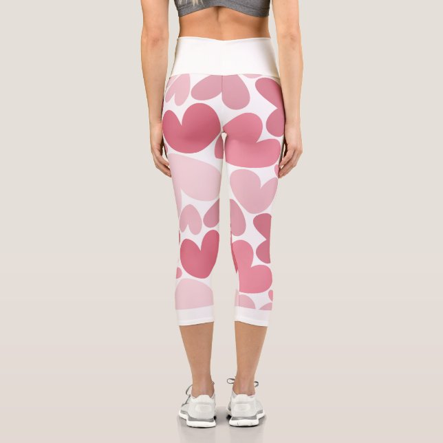 Leggings Capri Collants à motif cœurs roses sans couture – Romant (Verso)
