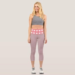 Leggings Capri Collants Capri Simple Cœur Rose Blanc