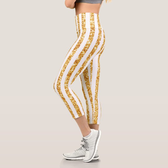 Leggings Capri Collection Boho Stripes Parties scintillant Verte  (Gauche)