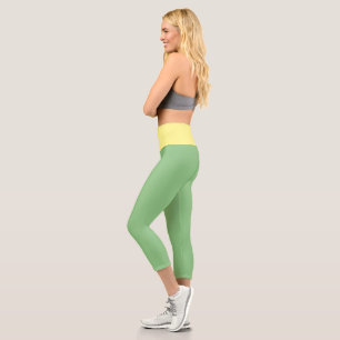 Leggings Capri Combo vert et jaune amusant