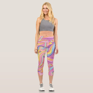 Leggings Capri Comète arc-en-ciel : Ciel magique et rêveur.