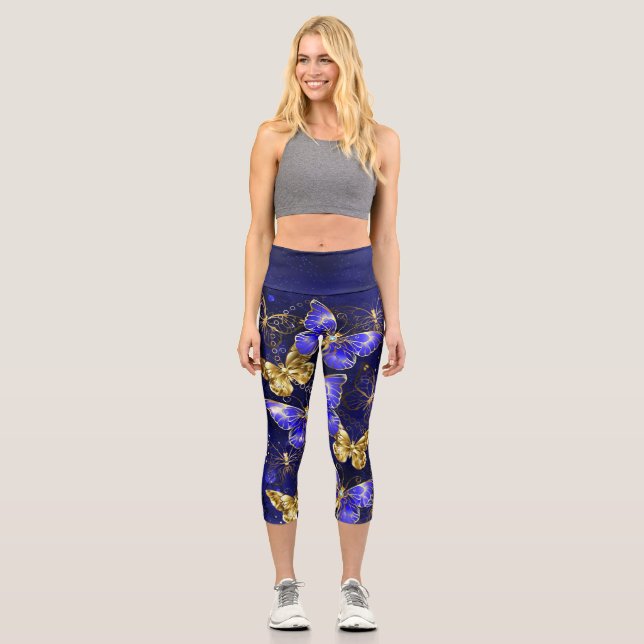 Leggings Capri Composition avec papillons Sapphire (Recto)