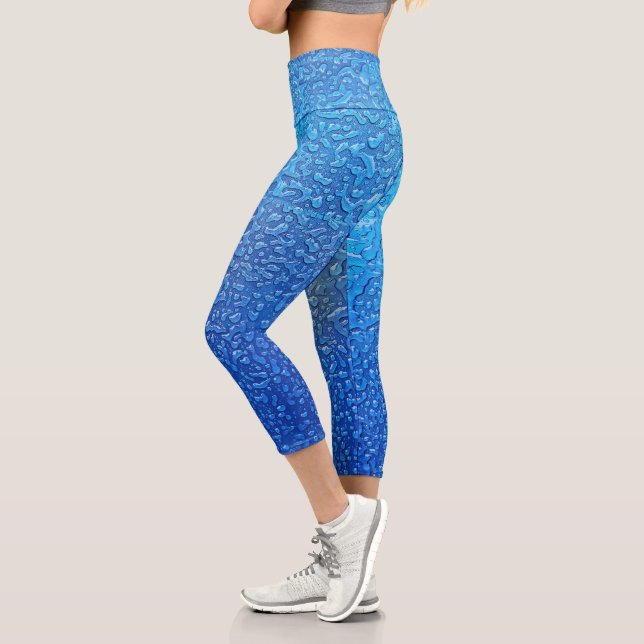 Leggings Capri Conception De Glace Sur Métal Bleu (Gauche)