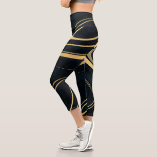 Leggings Capri Conception de peinture Liquide Retro Blue Gold Swi