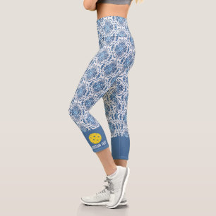 Leggings Capri Conception de Pickleball avec Motif Ikat Chic Boho
