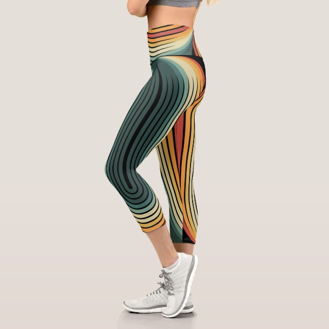 Leggings Capri Conception géométrique tropicale des années 80 rét (Gauche)