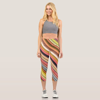 Leggings Capri Conception simple de bande multicouleur géométriqu