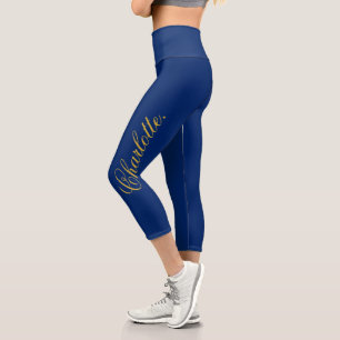 Leggings Capri Concevez Votre Propre Nom sur un Navy Élégant