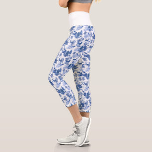 Leggings Capri Cool Elegant Blue Deer French Toile