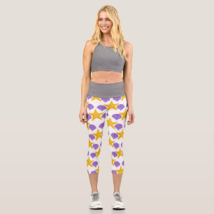 Leggings Capri Coquilles Pourpres Étoiles de Mer Jaunes Vie Marin