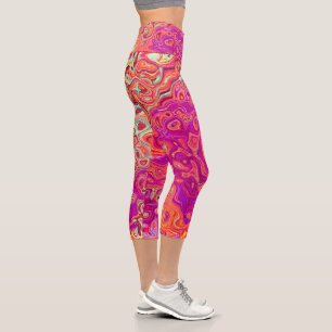 Leggings Capri Corail Abstrait rétro et spirale de marbre pourpre
