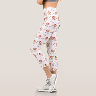 Leggings Capri Corgis à Santa Hats Motif de Noël