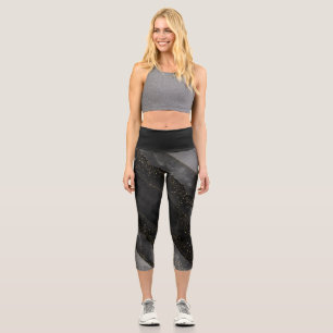 Leggings Capri Cosmic noir gris étoile céleste dégradé rayé