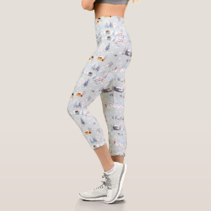 Leggings Capri Cosy Winter Wonderland Village de patinage sur gla