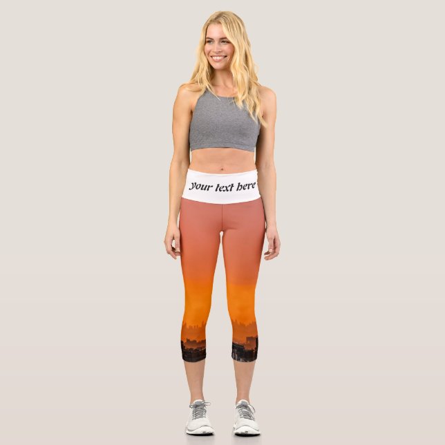 Leggings Capri Coucher de soleil sur la ville (Recto)