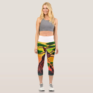 Leggings Capri Coucher de soleil sur une colline