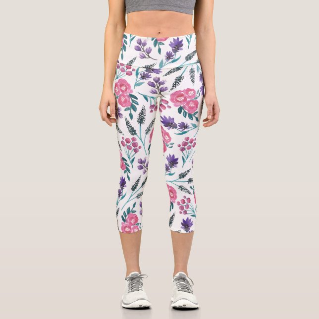 Leggings Capri Couleur d'aquarelle rose pâle (Recto)