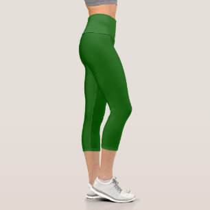 Leggings Capri Couleur de la plaine solide verte Lincoln