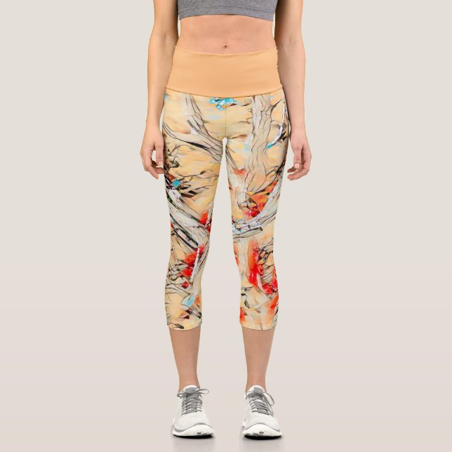 Leggings Capri Couleur dorée Jambes Abstraites Capri (Recto)
