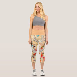 Leggings Capri Couleur dorée Jambes Abstraites Capri