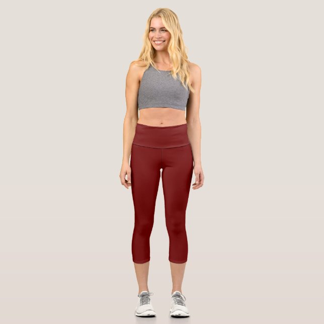 Leggings Capri Couleur rouge sang noir uni (Recto)