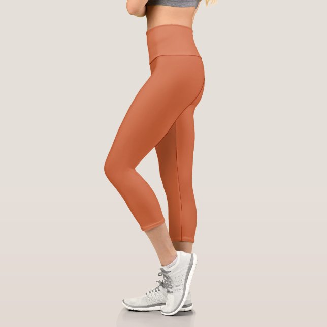 Leggings Capri Couleur solide orange rustique | Classique | Éléga (Gauche)