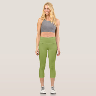 Leggings Capri Couleur solide verte à citron vert moyen