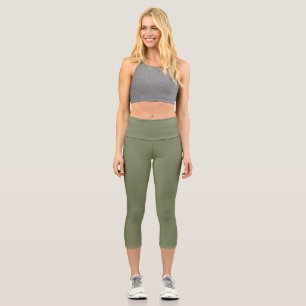 Leggings Capri Couleur solide verte Sage