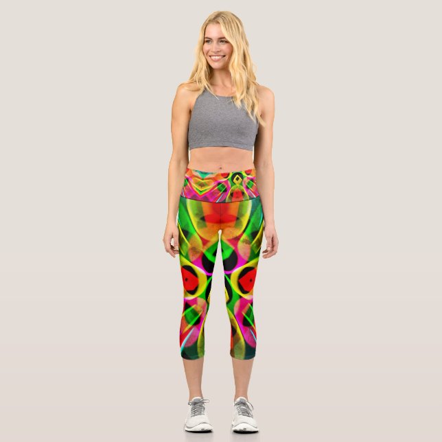 Leggings Capri Couleurs Abstraites (Recto)