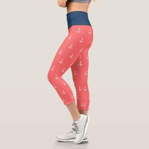 Leggings Capri Couleurs Arrière - plans personnalisées Ancre bl