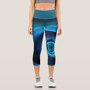Leggings Capri Couleurs bleu spirale 3D Art Abstrait fractal mode