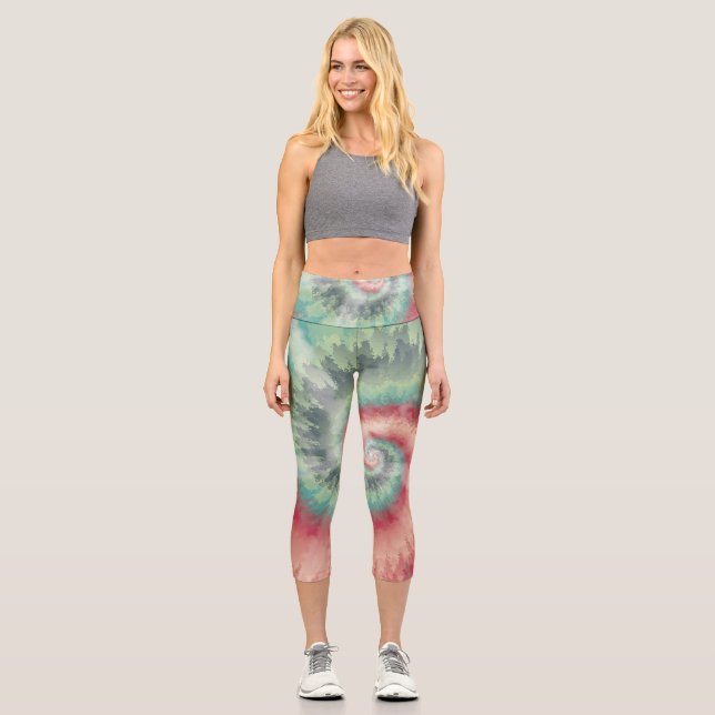 Leggings Capri Couleurs de Noël Tie Dye Yoga Pant (Recto)