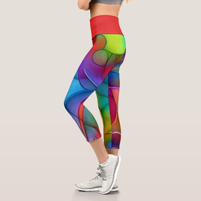 Leggings Capri Couleurs et lignes de teinture à cravate (Gauche)