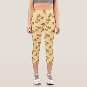 Leggings Capri Cozy autumn maple leaves oak leaves