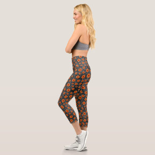 Leggings Capri Crânes orange et série tournesol Design 4