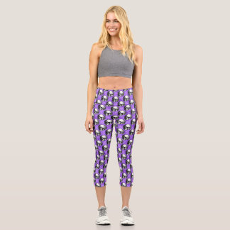 Leggings Capri Crânes pourpres et séries de tournesols 6