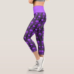Leggings Capri Crânes violets et série Tournesol Conception 1