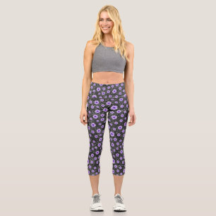 Leggings Capri Crânes violets et série Tournesol Design 11