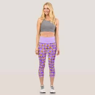 Leggings Capri Crânes violets et série tournesol Design 2