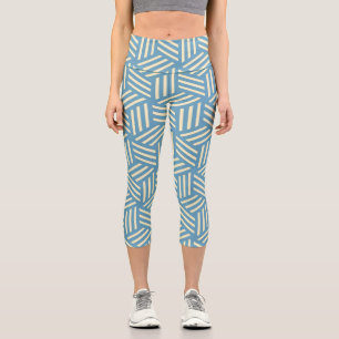 Leggings Capri Cubes d'illusion optique Abstraite rétro Motif ble