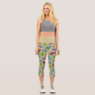 Leggings Capri Culture Mexicaine Africaine Motif Tribal Primitif