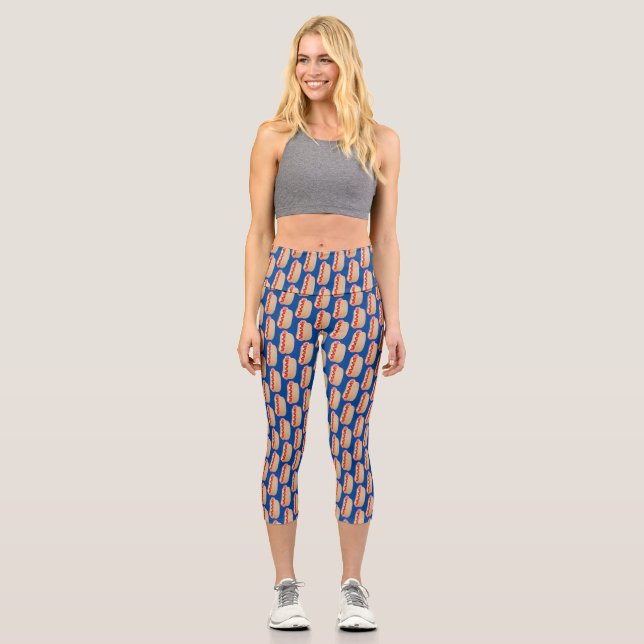 Leggings Capri Curieux hot dog Weiner dessin animé (Recto)