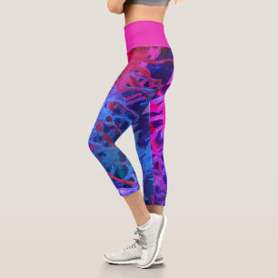Leggings Capri Cute bleu violet rose Abstrait Motif Grunge