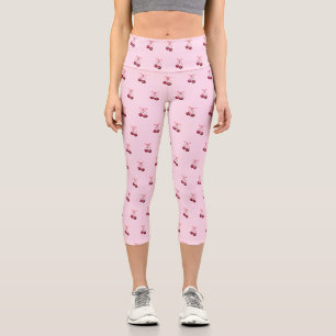 Leggings Capri Cute Girls Pink Bows and Cherries