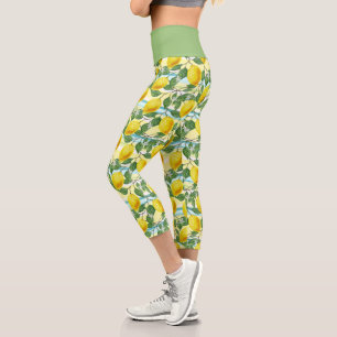 Leggings Capri Cute Hip Tropical Summer Lemons Fruit Motif