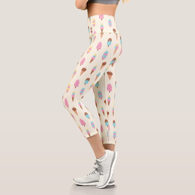 Leggings Capri Cute Pastel Motif de crème glacée (Gauche)