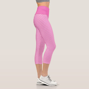 Leggings Capri Cute rose et blanc En vichy Motif