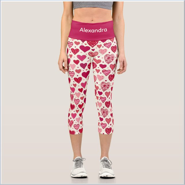 Leggings Capri Cute Sweet Red Pink Heart (Créateur téléchargé)